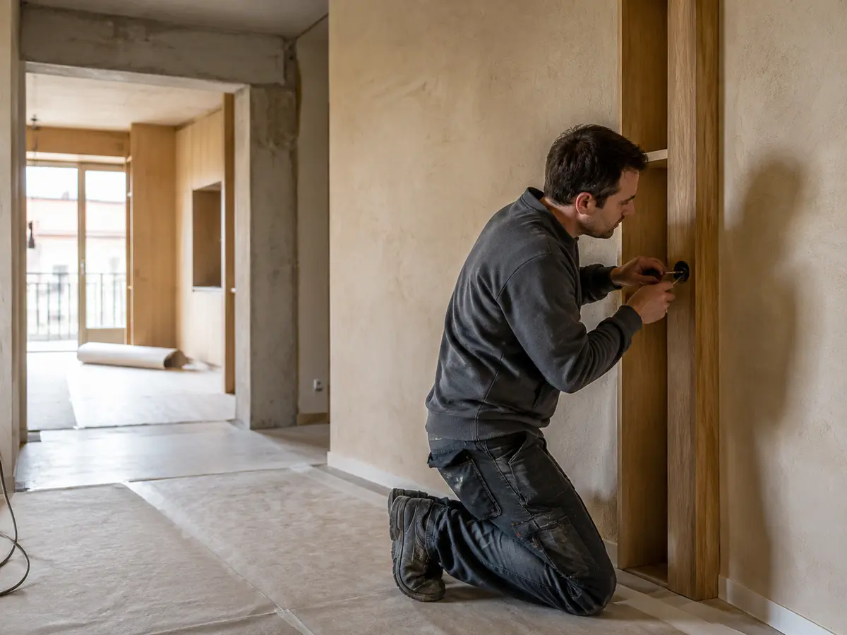 Artisan au travail dans un intérieur en rénovation
